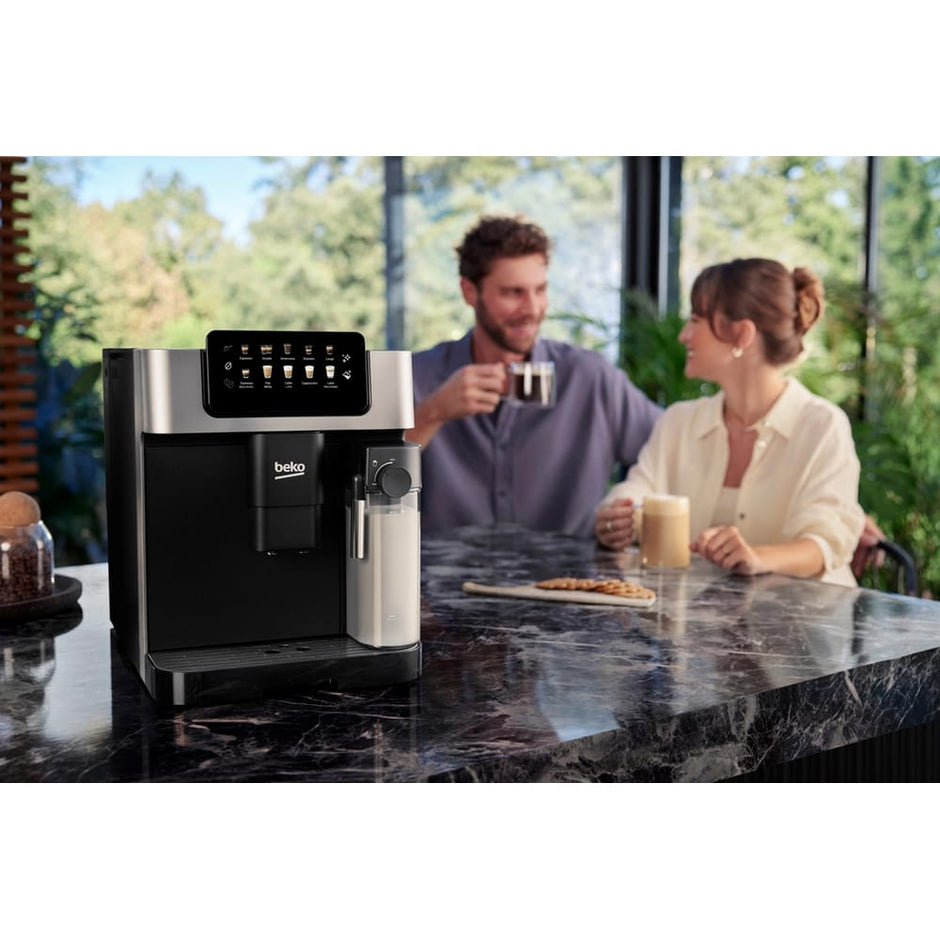 Beko CaffeoExperto Bean to Cup Fully Automatic Espresso Coffee Machine with Integrated Milk Jug in Silver - CEG7304X