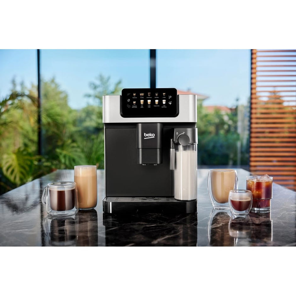 Beko CaffeoExperto Bean to Cup Fully Automatic Espresso Coffee Machine with Integrated Milk Jug in Silver - CEG7304X