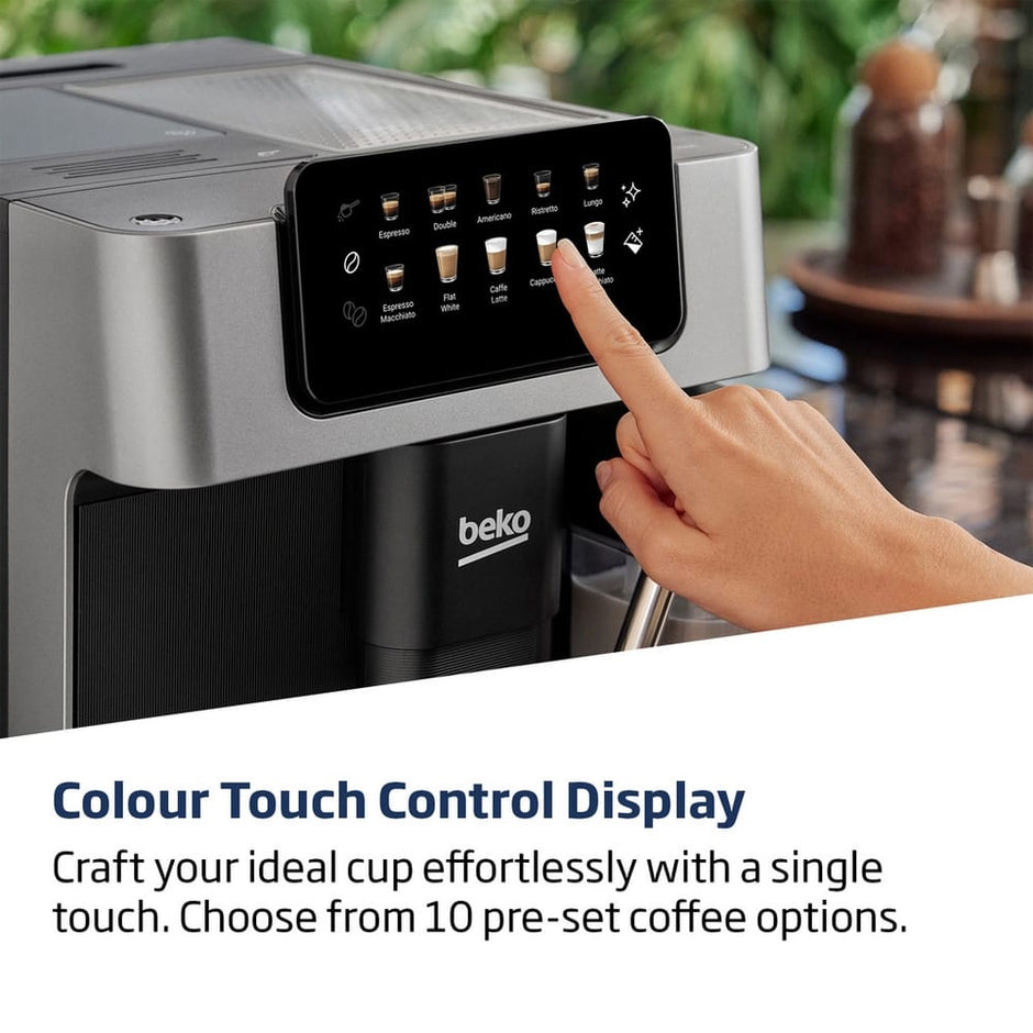Beko CaffeoExperto Bean to Cup Fully Automatic Espresso Coffee Machine with Integrated Milk Jug in Silver - CEG7304X